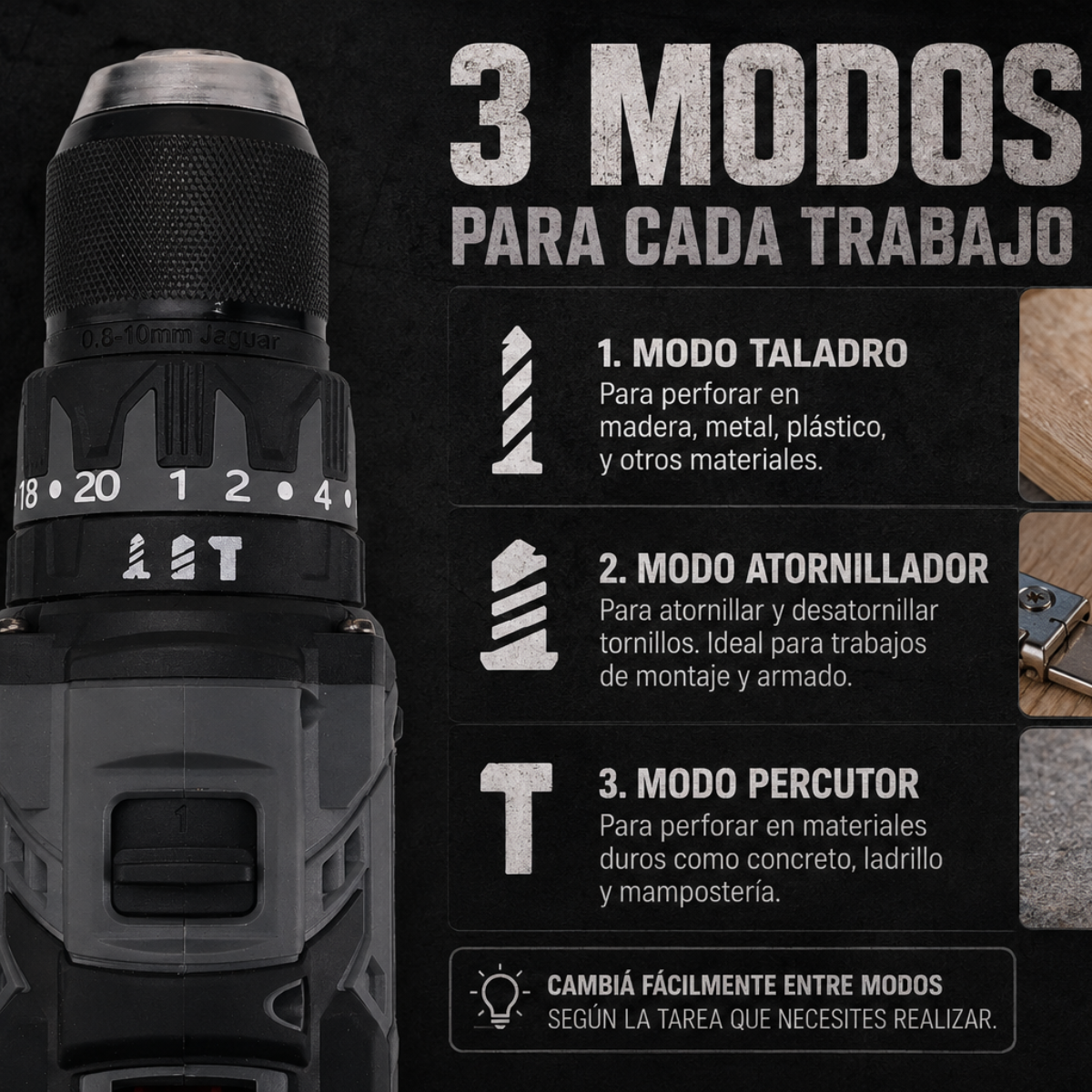 Kit Taladro y Atornillador Profesional + REGALO: 2 Baterías de Repuesto y Kit de Brocas