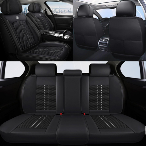 Funda de Auto Universal Turbo en Cuero Legítimo con AirBag +REGALOS: Alfombra de Cuero y Funda para Volante