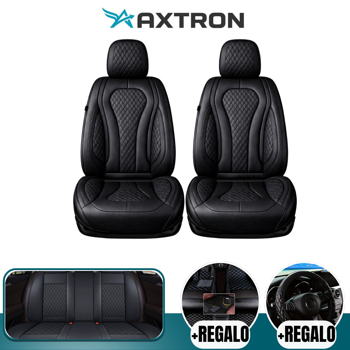 Funda para Auto Bulka Universal en Cuero Legítimo con Airbag Integrado + REGALO: Alfombras y Funda para Volante