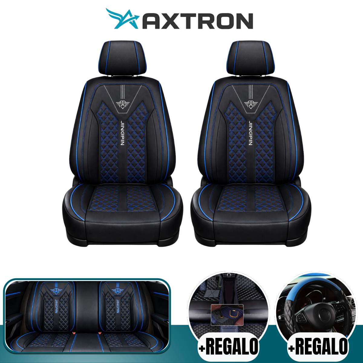 Funda para Auto Revox Universal en Cuero Legítimo con Airbag Integrado + REGALO: Alfombra y Funda para Volante